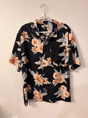 Tommy Bahama Floral Hawaiian Camp Shirt 100% Silk Size XL
